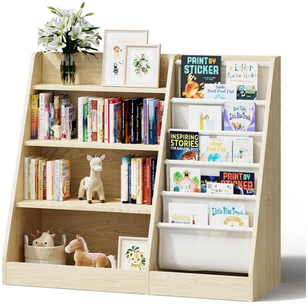 radelldar Bücherregal Kinderregal Spielzeugablage mit 5 Ablage und 4 offenen Fächern, für Kinderzimmer Bild 1