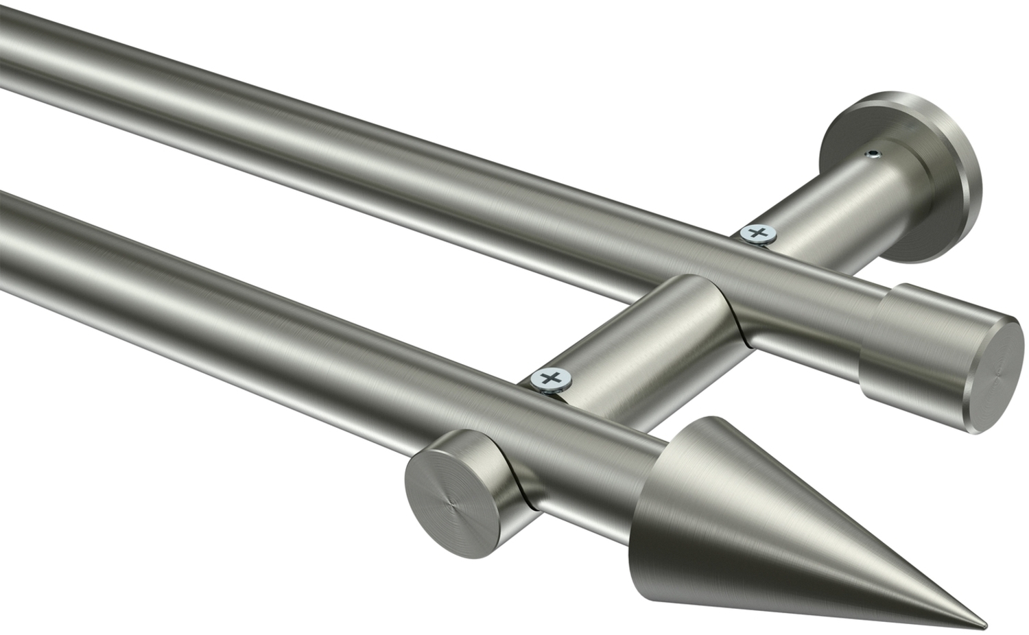 Gardinenstangen-Set Platon Savio 280 cm (geteilt in 2x140 cm), 2-läufig (ohne Ringe), 20 mm Ø Edelstahl-Optik Bild 1