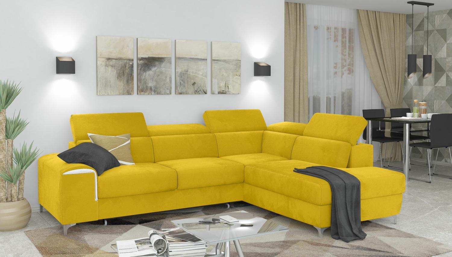Stylefy Caio Ecksofa Gelb Velours Bild 1