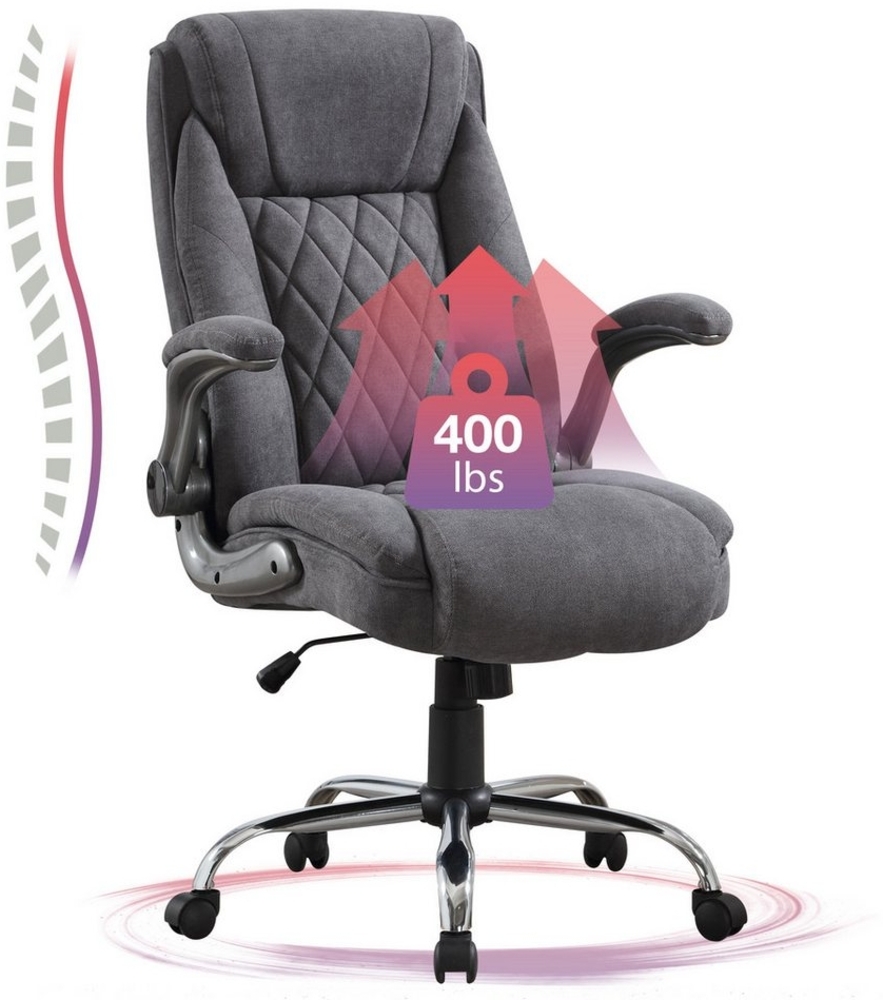 FANTASYLAB Bürostuhl Drehsessel, Chefsessel mit hoher Rückenlehne und extra breitem Sitz, mit Schaukelmechanismus und hochwertigen High-Density-Schaumstoff Bild 1