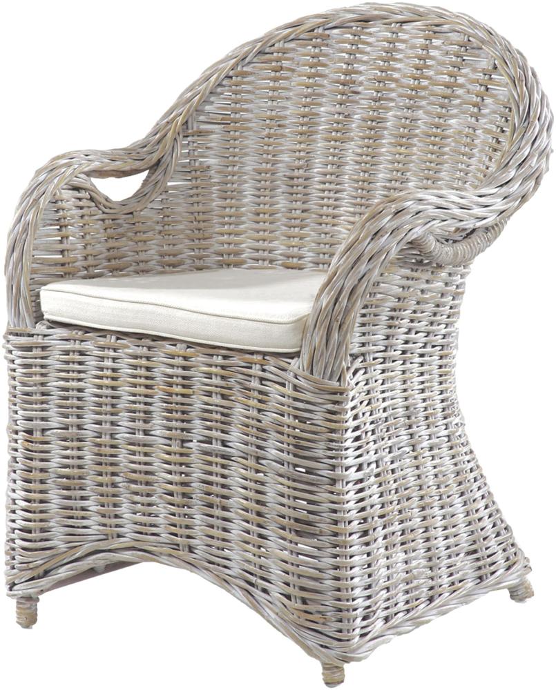 Korb Sessel BREST Natur Rattan weiß Relaxsessel Fernsehsessel Wohnzimmer Indoor Bild 1