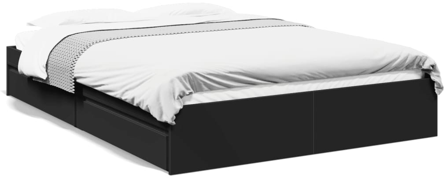 vidaXL Bettgestell mit Schubladen Schwarz 150x200 cm Holzwerkstoff 3280651 Bild 1