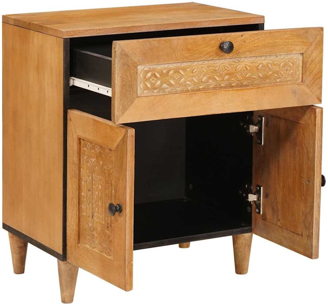 vidaXL Nachttisch mit Tür Hellbraun 50 x 33 x 60 cm massives Mangoholz 4018091 Bild 1