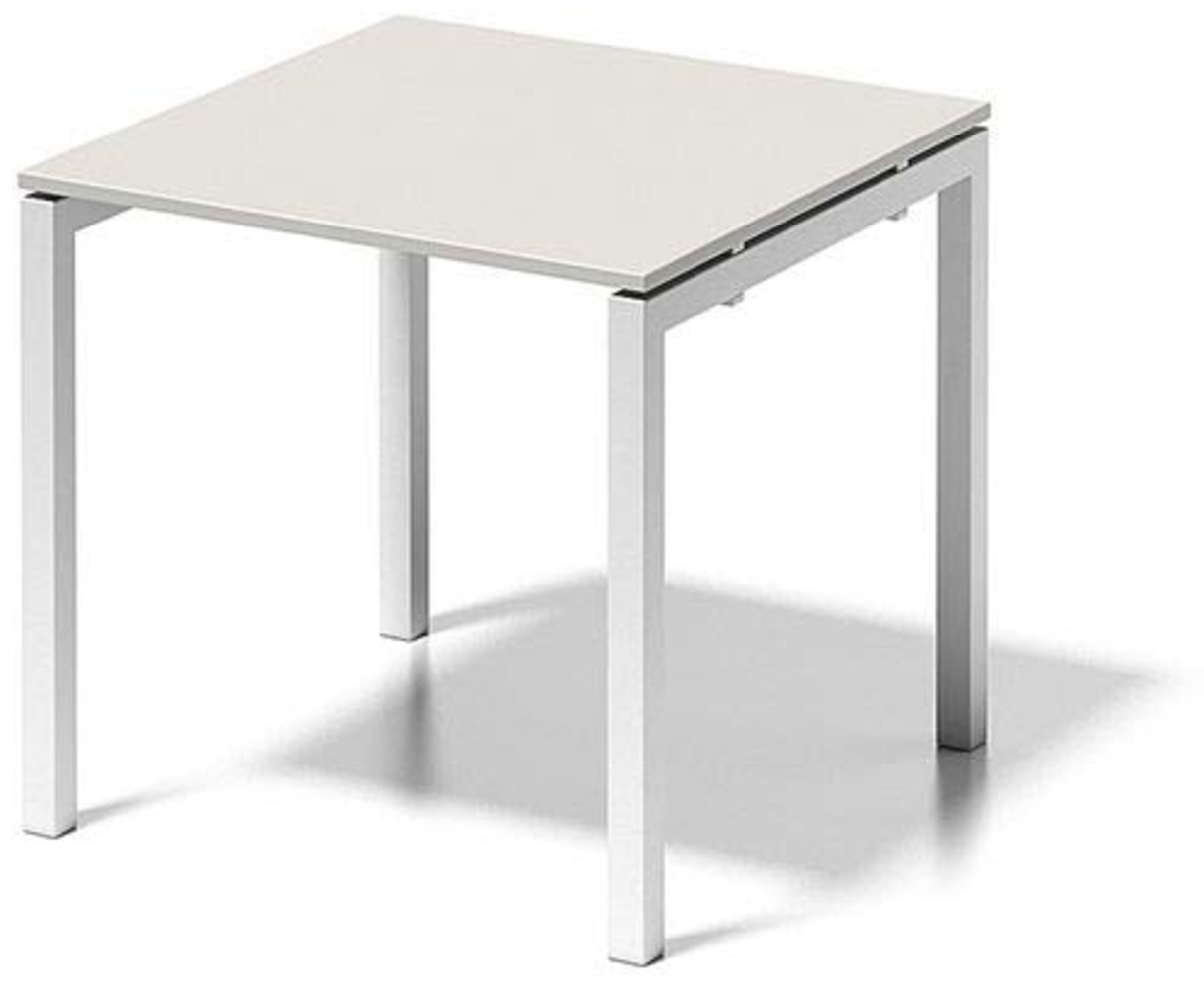 BISLEY Cito Schreibtisch, 740 mm höhenfixes U-Gestell, Metall, Gw396 Dekor Grauweiß, Gestell Verkehrsweiß, 80 x 80 x 74 cm Bild 1