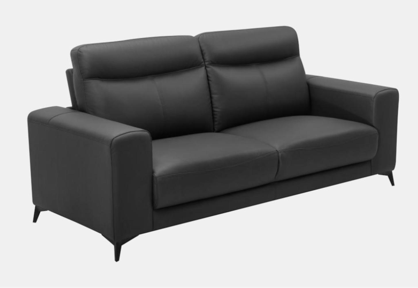 Vente-unique - Ledersofa 3-Sitzer - Schwarz - MONTANER Bild 1