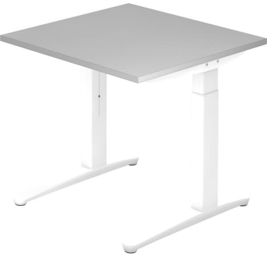 'XB08' Schreibtisch C-Fuß 80x80cm Grau/Weiß Bild 1