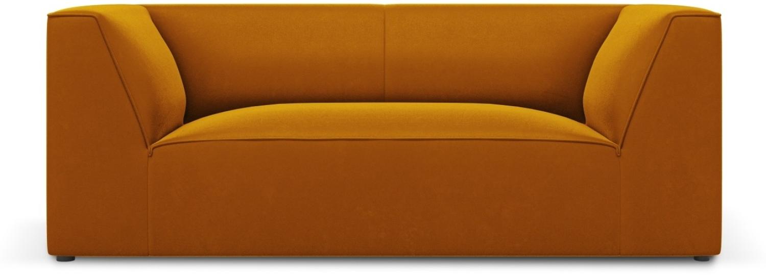 Micadoni 2-Sitzer Samtstoff Sofa Ruby | Bezug Yellow | Beinfarbe Black Plastic Bild 1