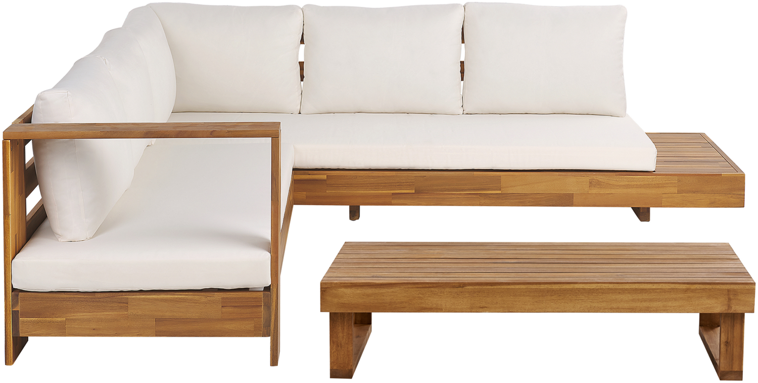 Ecksofa Lounge Set MARETTIMO Zertifiziertes Akazienholz Cremeweiß Bild 1