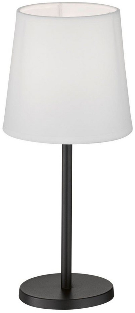 LED Tischlampe Schwarz mit Lampenschirm Stoff Weiß, Höhe 30cm Bild 1