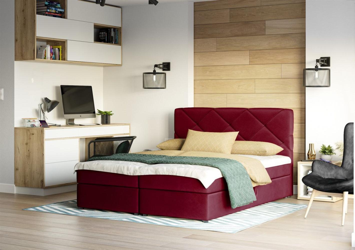 Boxspringbett MILTON 140x200 cm Rot Bild 1