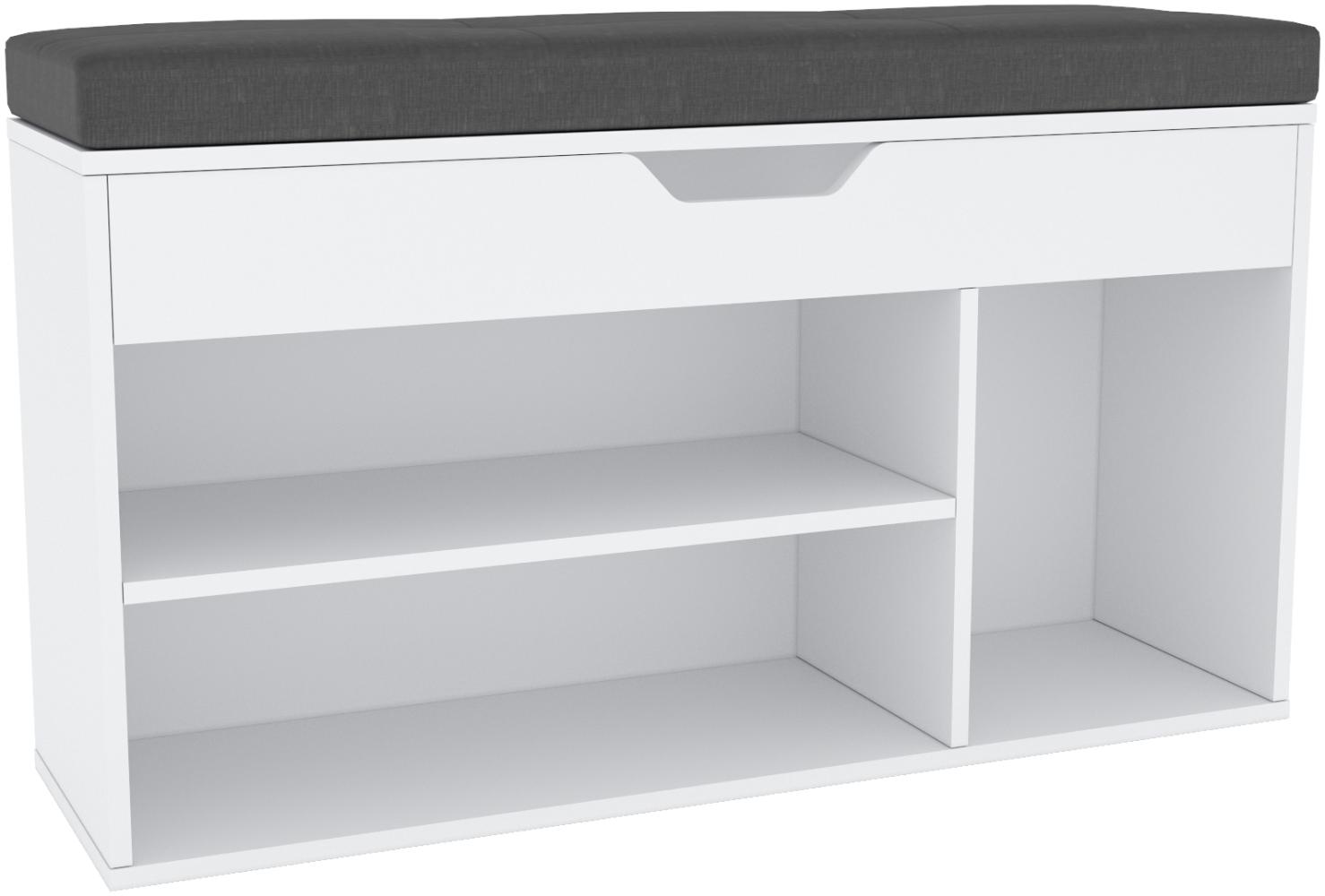 Domando Schuhschrank Loreto M2 Modern für Flur Breite 104cm, mit gemütlichem Sitzkissen in Weiß Matt Bild 1