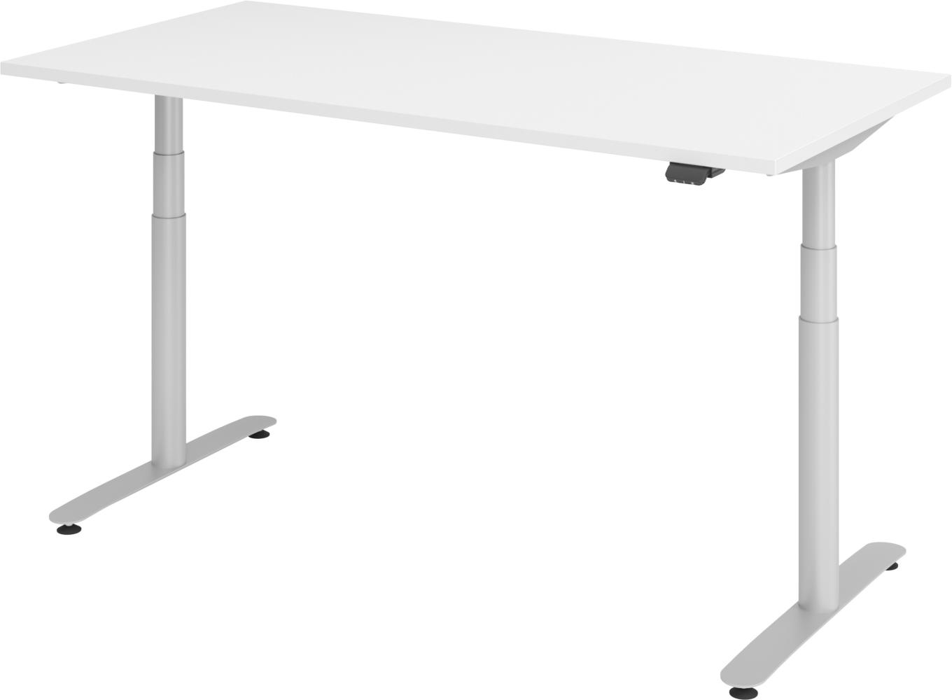 bümö® smarter Schreibtisch Serie-XDLR elektrisch höhenverstellbar mit App-Steuerung 160 x 80 cm in Weiß / Silber Bild 1