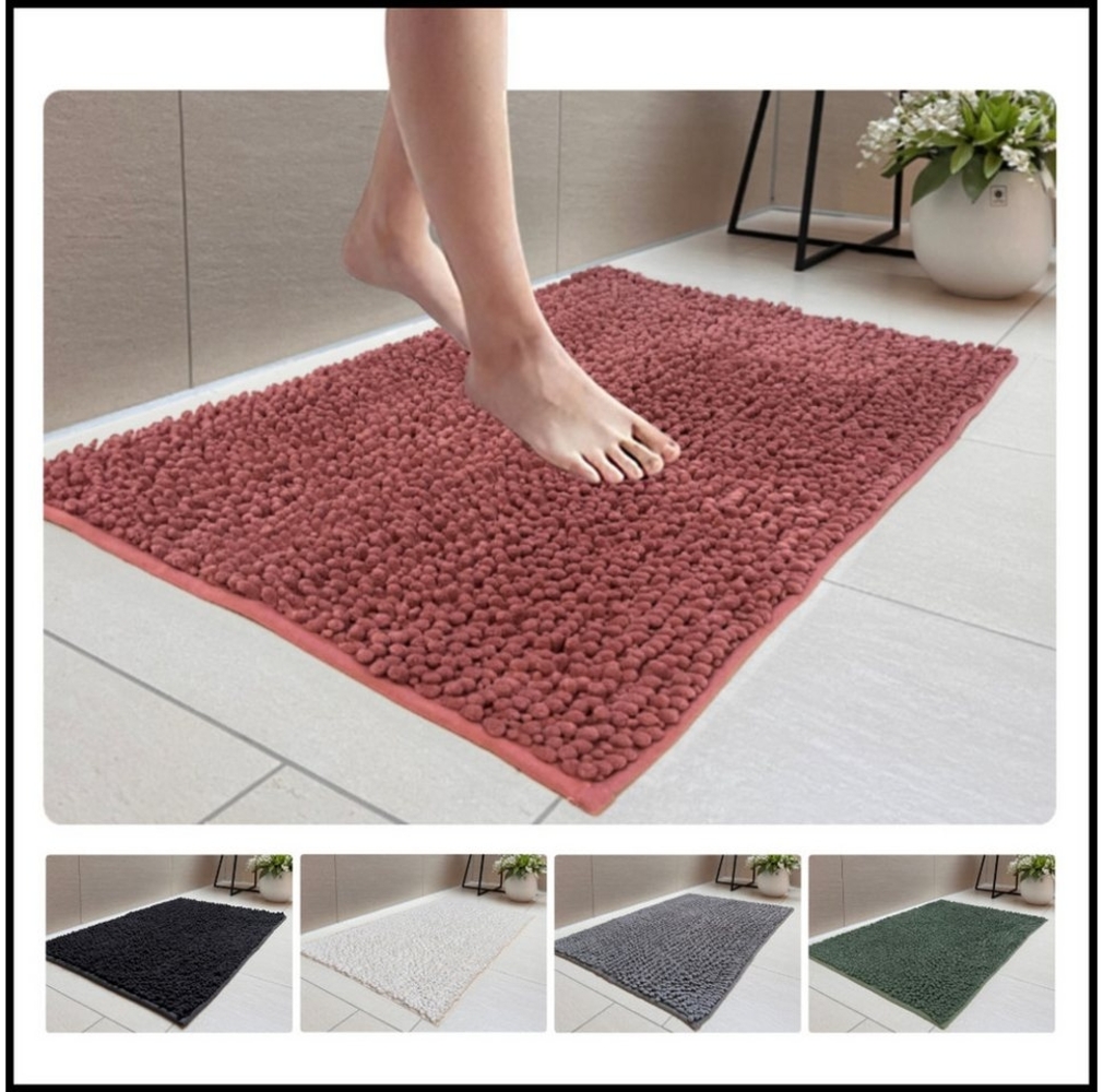 LIVINA HOME Badematte Badteppich rutschfeste Badematten, flauschiger und weicher Badteppich, rutschhemmend beschichtet, Chenillen Optik, trockene und schimmelresistente Badedecke, wasserabsorbierend, fußbodenheizungsgeeignet, schnell trocknend, Chenill... Bild 1