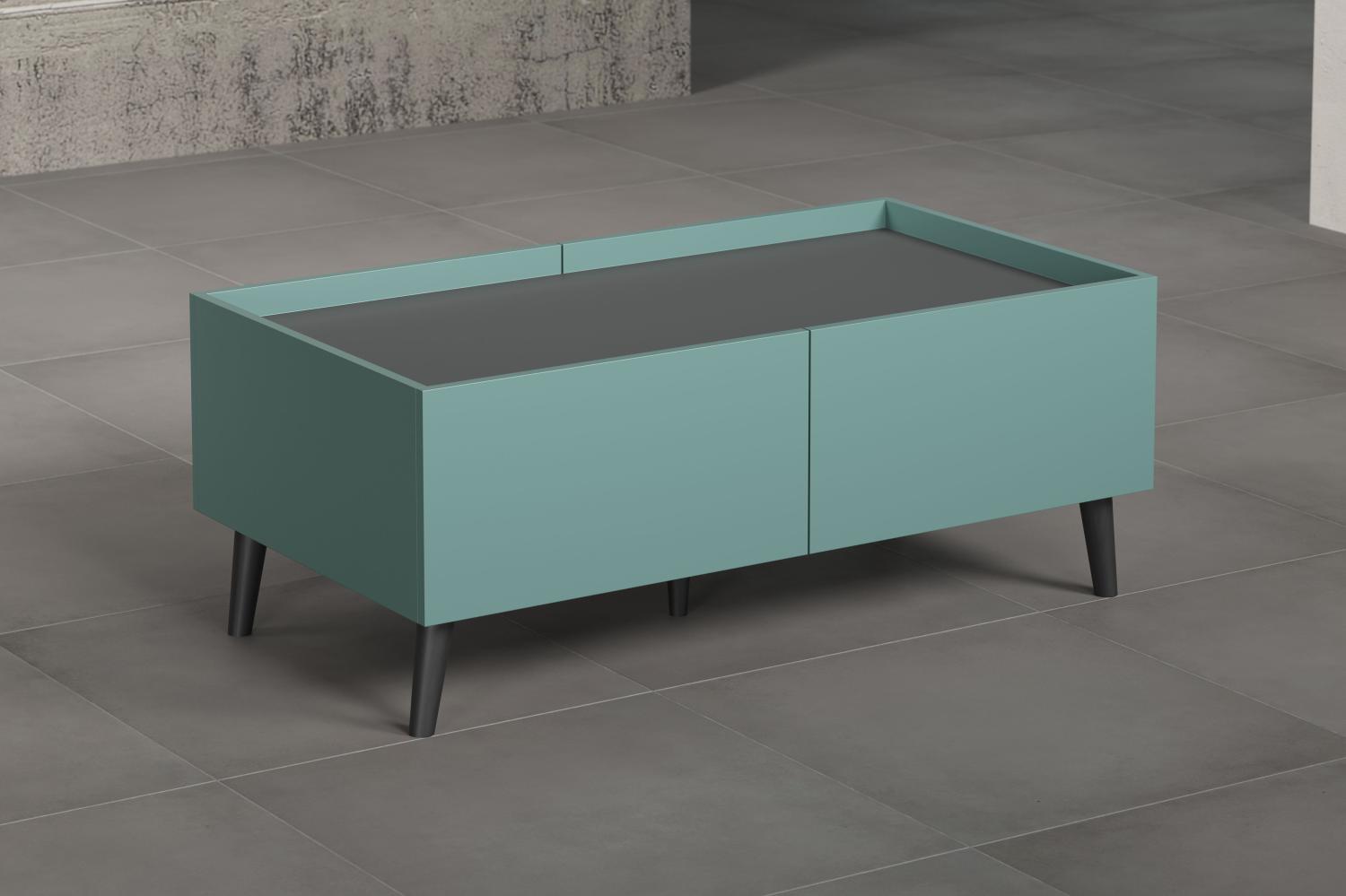trendteam smart living 'Melton' Tisch, Melamin Dusk Blue / Massivholzfüße Schwarz, 110 x 44 x 60 cm Bild 1