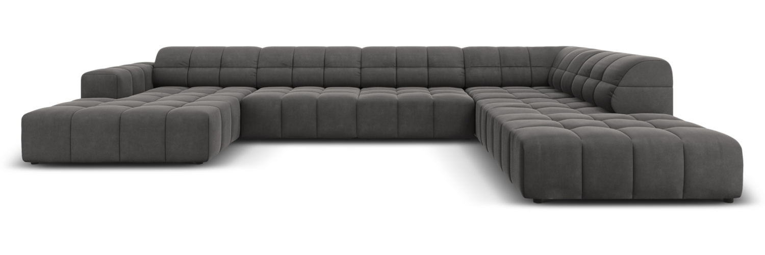 Micadoni Panorama Ecksofa Jennifer 7-Sitzer Rechts Samt Grau Bild 1