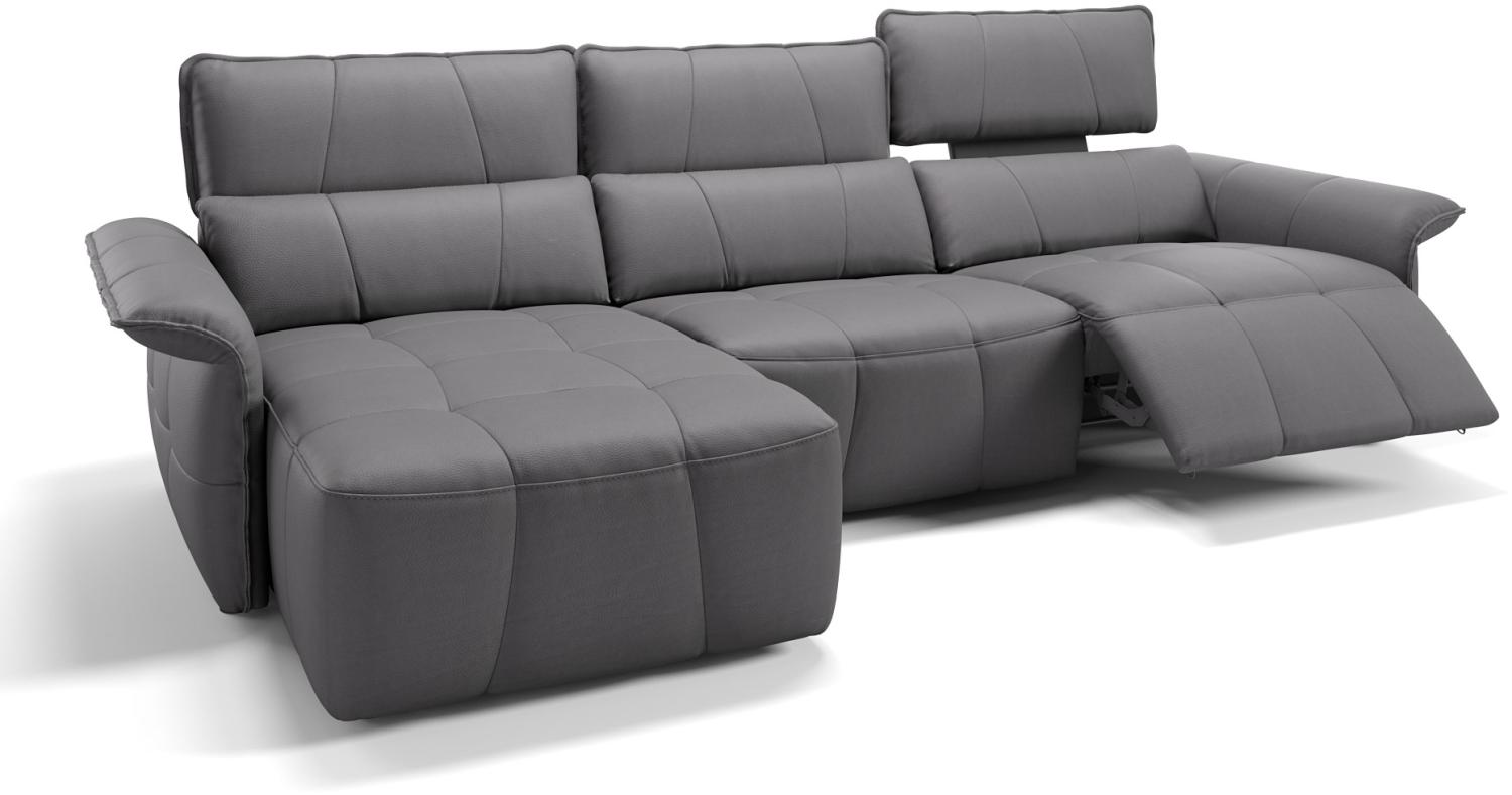 Sofanella Ecksofa ADRIA Ledersofa Eckcouch Echtleder in Grau Bild 1