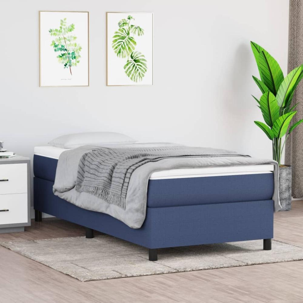 vidaXL Boxspringbett mit Matratze Blau 90x190 cm Stoff 3144389 Bild 1