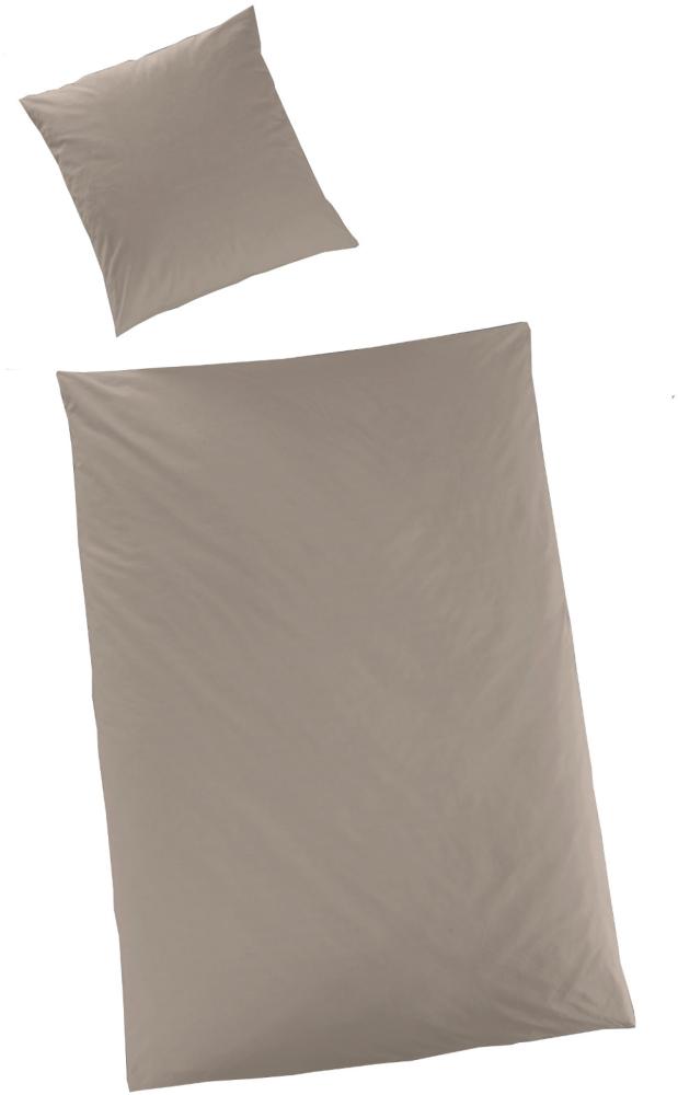 Hahn Haustextilien Luxus-Satin Bettwäsche uni Farbe taupe Größe 200x200 cm Bild 1