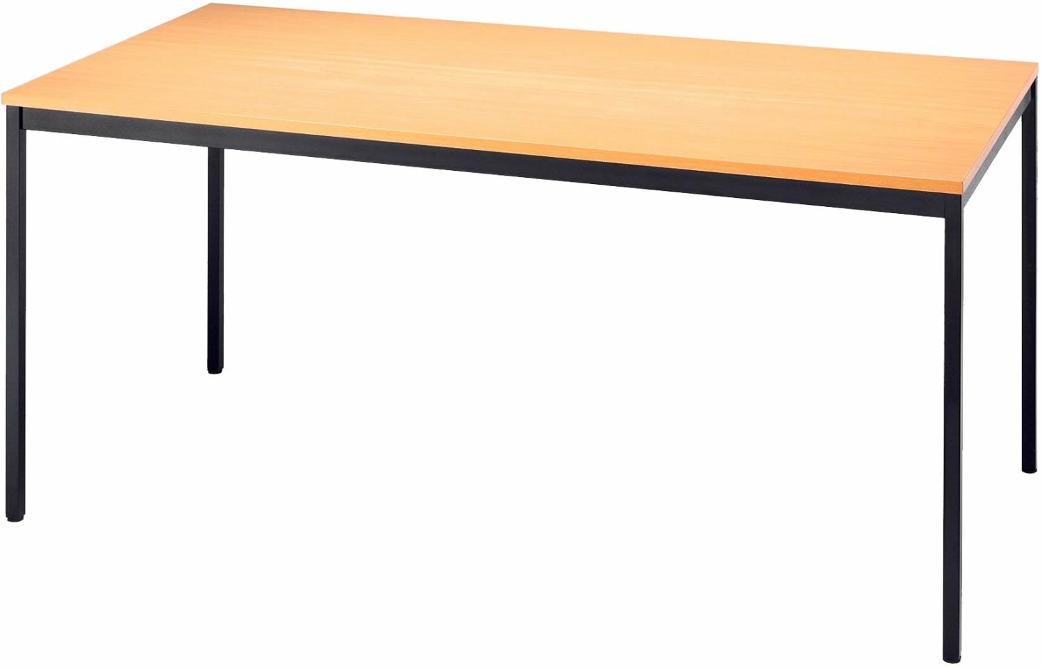 bümö Tisch, Multifunktionstisch 160 x 80 cm in Buche/Schwarz - Besprechungstisch, Konferenztisch, Meetingtisch, Mehrzwecktisch, Pausentisch, Besprechungsraum, Meetingraum, Pausenraum, VS16-6 Bild 1