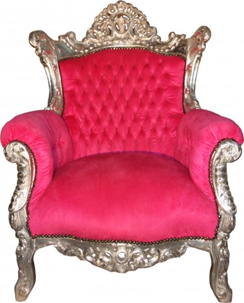 Casa Padrino Barock Sessel "Al Capone" Pink/Silber Bild 1