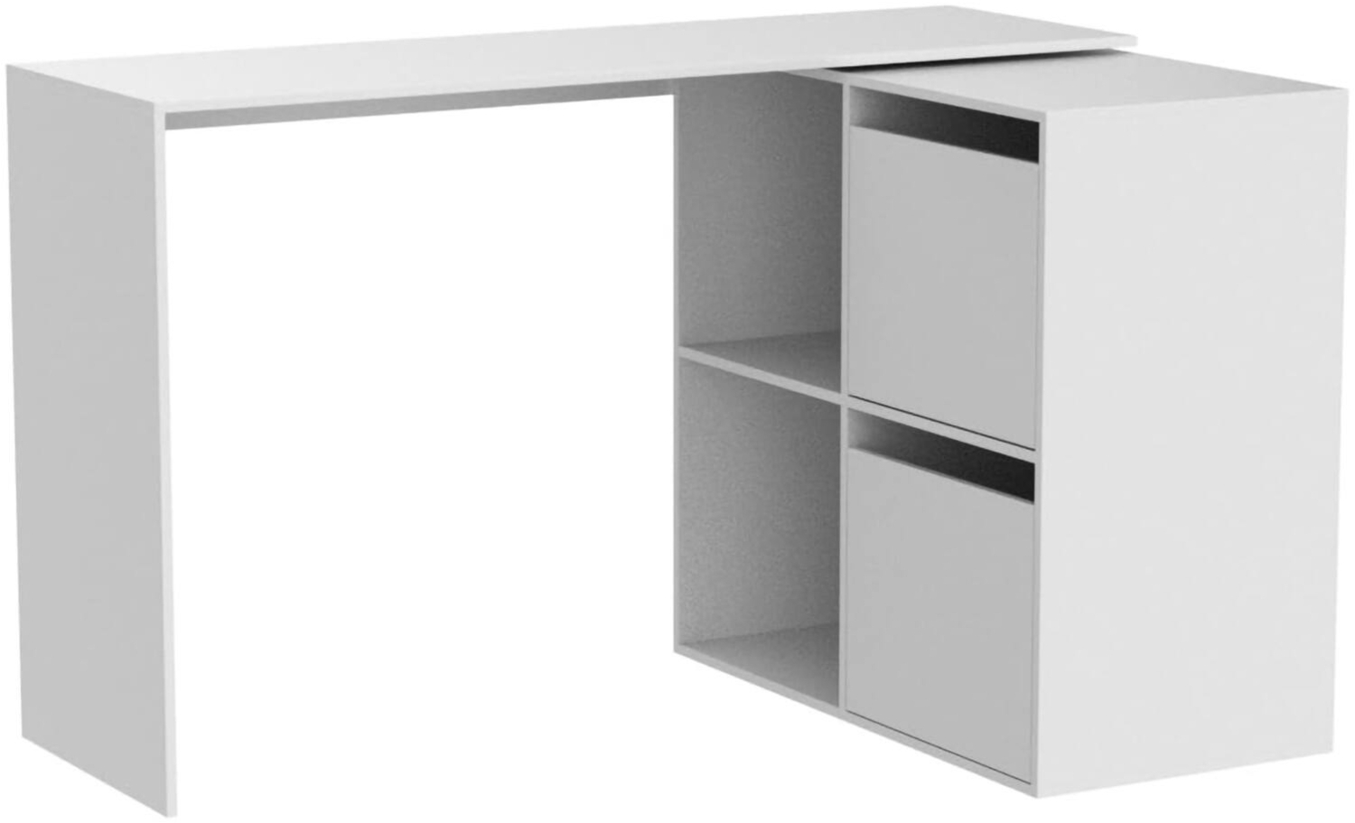 Dmora Ascona Schreibtisch, Modularer Multifunktionsschreibtisch mit Regal, Arbeits- oder Bürotisch mit mehreren Positionen und Eckmontage, 152 x 49 x 74 cm, Weiß Bild 1