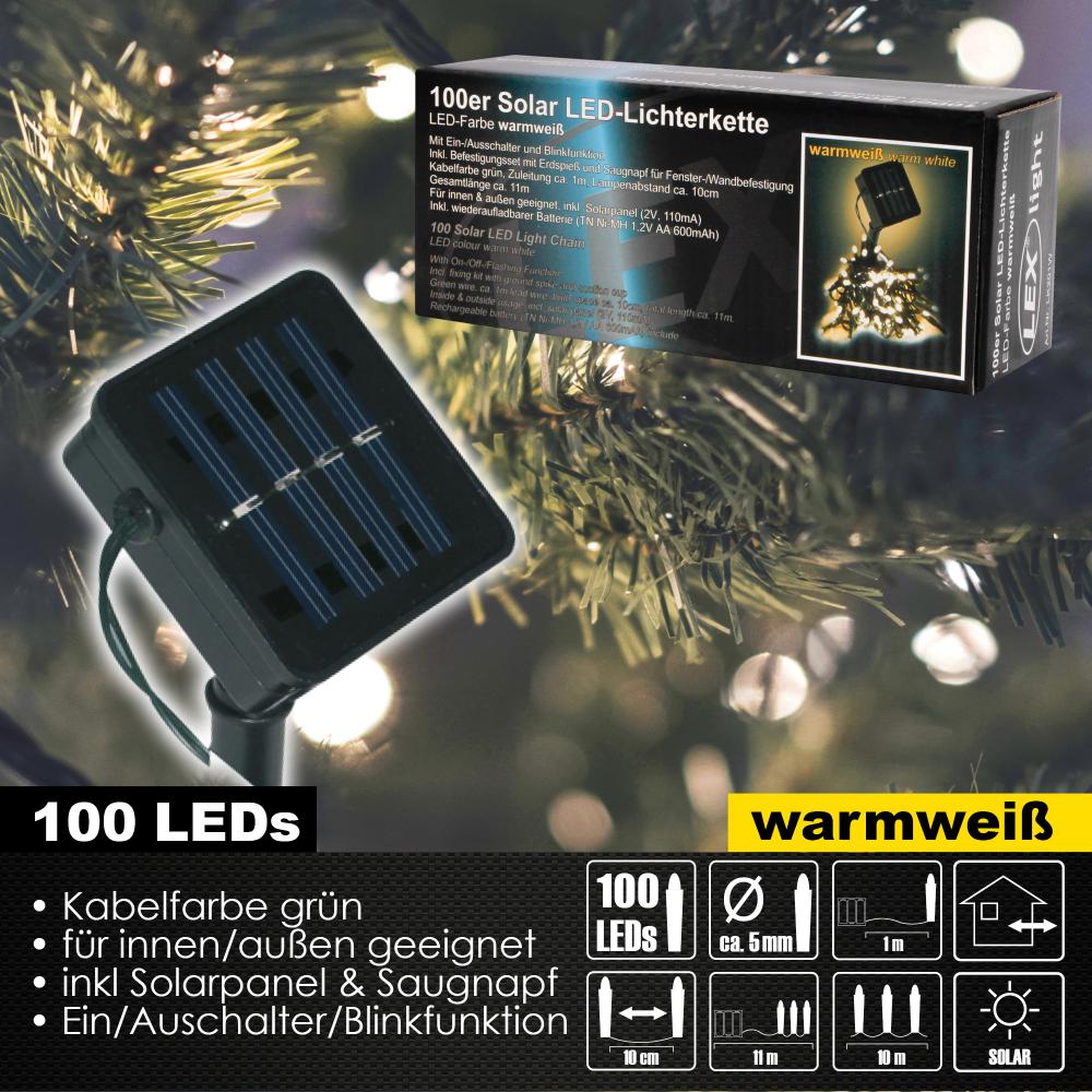 100er Solar LED Lichterkette Innen Außen Gartenbeleuchtung Party Outdoor warmweiß Bild 1