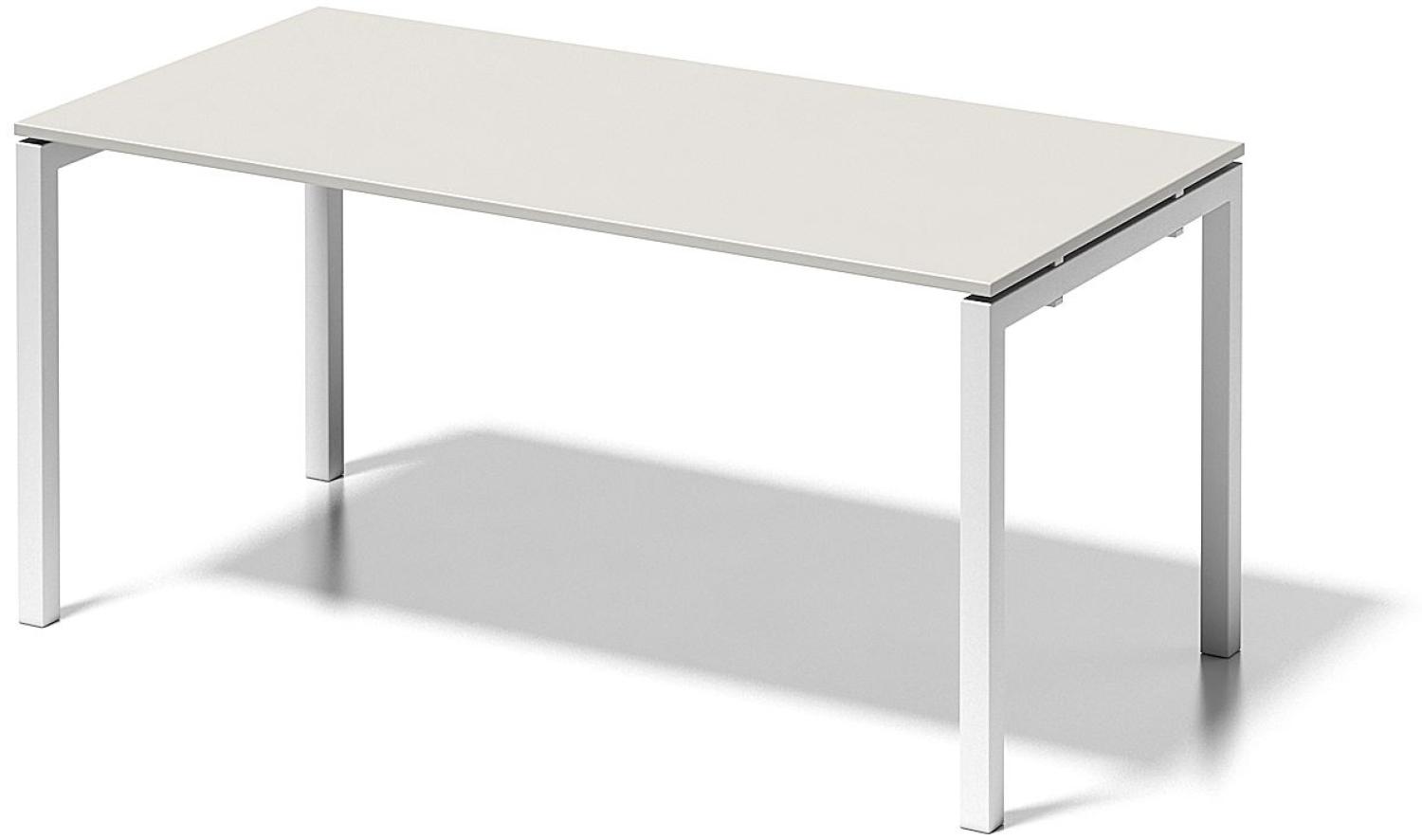 Cito Schreibtisch, 740 mm höhenfixes U-Gestell, H 19 x B 1600 x T 800 mm, Dekor grauweiß, Gestell verkehrsweiß Bild 1