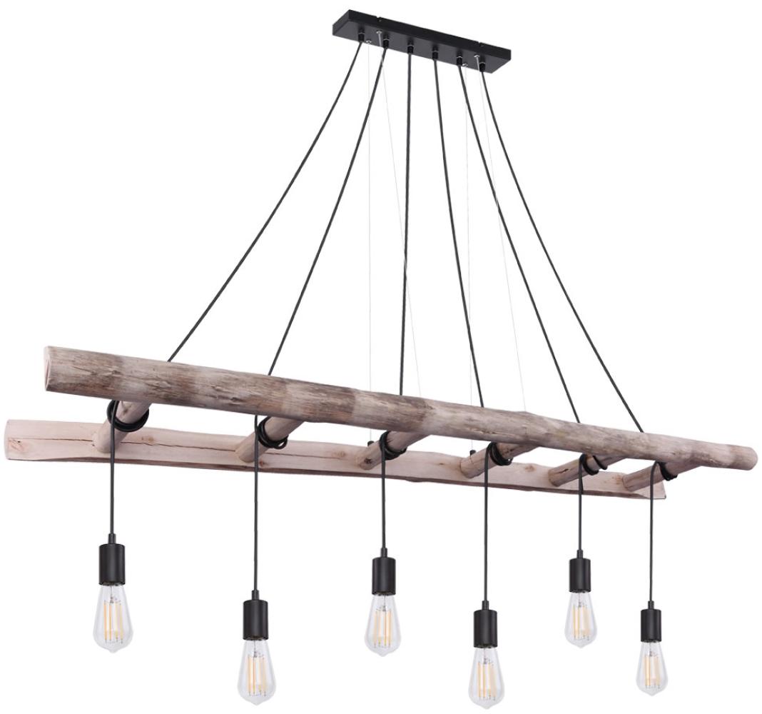 RGB LED Hängelampe, Holz Leiter, Natur, H 192 cm, IRMGARD Bild 1