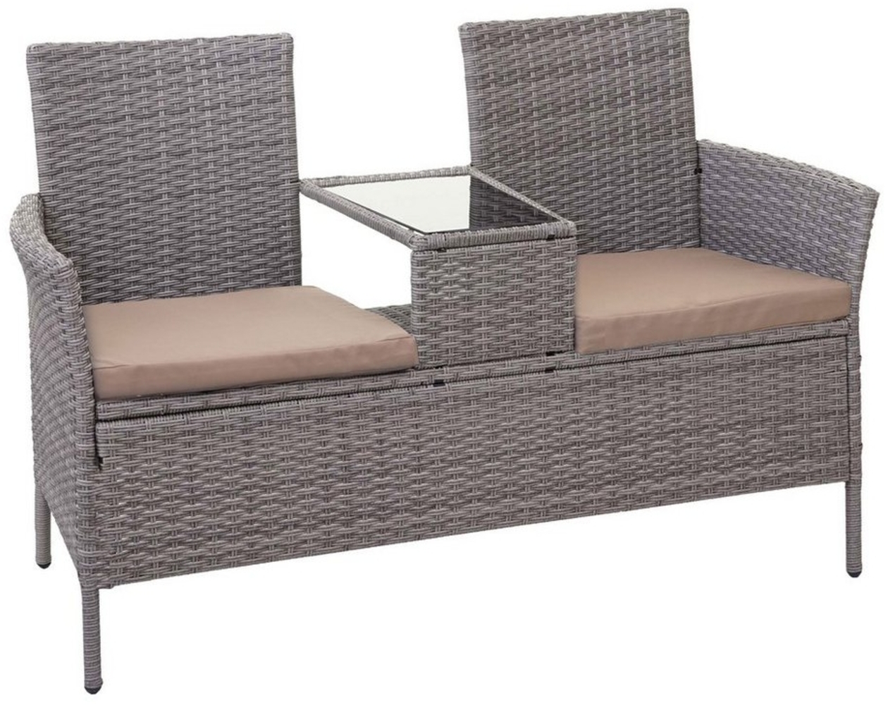 MCW Gartenbank MCW-E24, Poly-Rattan, mit Armlehnen, Bezüge mit Reißverschluss, wasserabweisend Bild 1