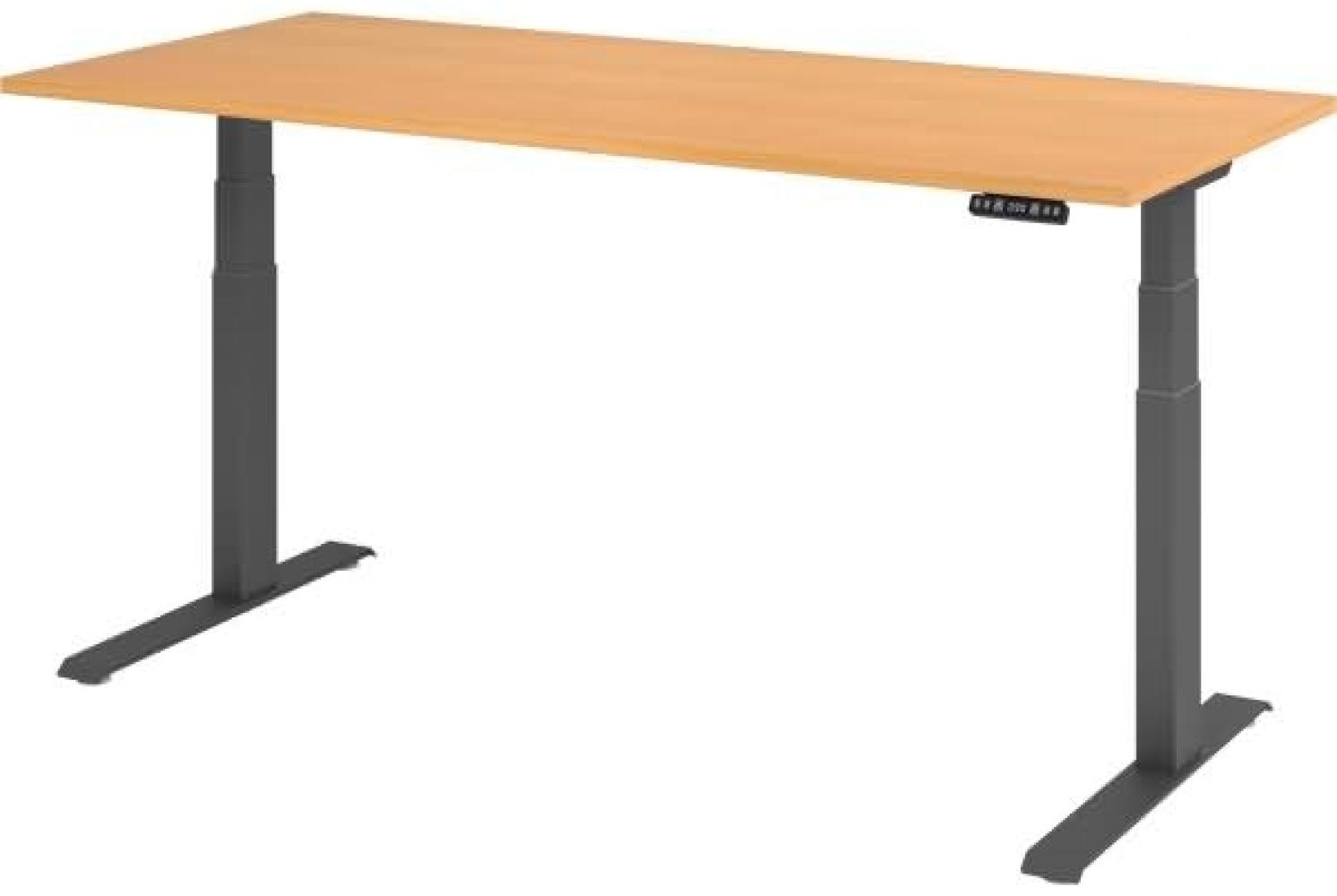 Sitz-Steh-Schreibtisch elektrisch 180x80 cm Buche/Silber Bild 1