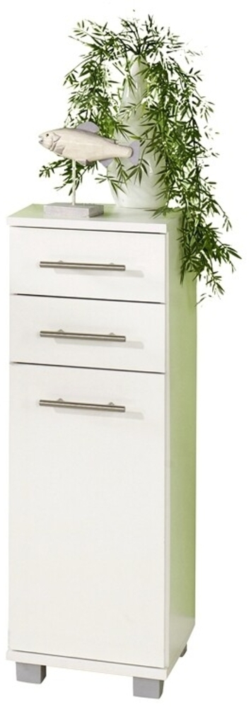 Bad-Möbel Highboard ANZIO-04 Tür und 2 Schubkästen, weiß, B x H x T ca. 30,3 x 88,6 x 32,6cm Bild 1