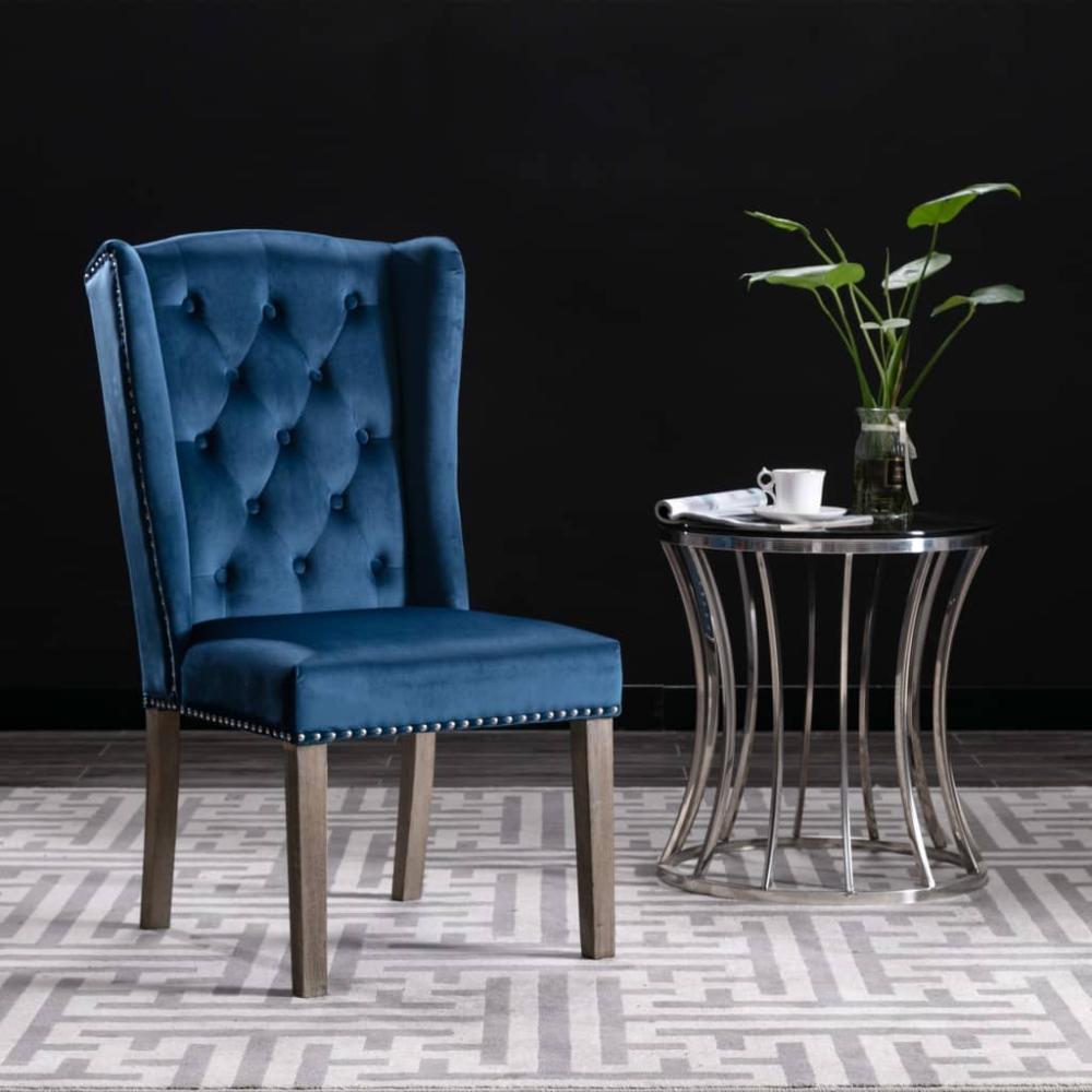 vidaXL Esszimmerstühle 2 Stk. Blau Samt [3055847] Bild 1
