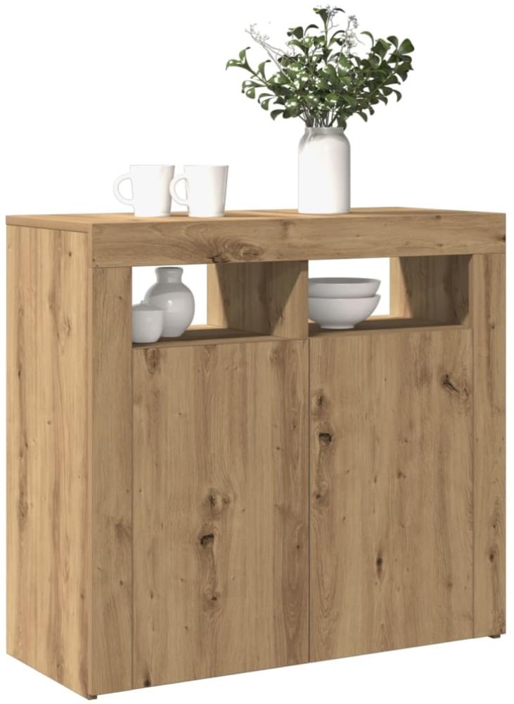 vidaXL Sideboard mit LED-Leuchten Artisan-Eiche 80x35x75 cm 856362 Bild 1