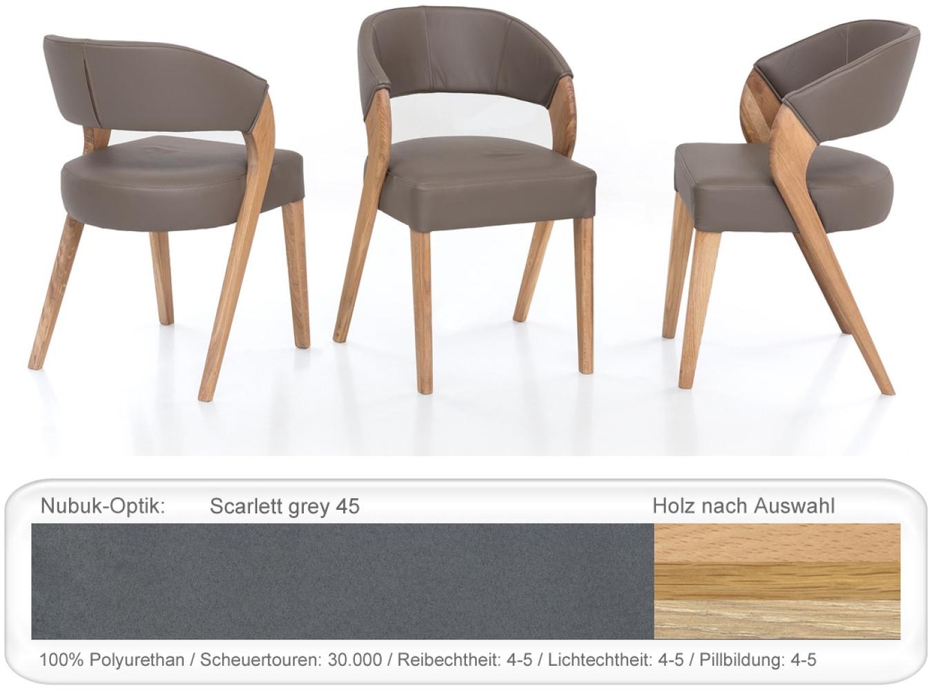 4x Stuhl Alani 1 Varianten Polsterstuhl Esszimmerstuhl Massivholzstuhl Eiche bianco geölt, Scarlett grey Bild 1