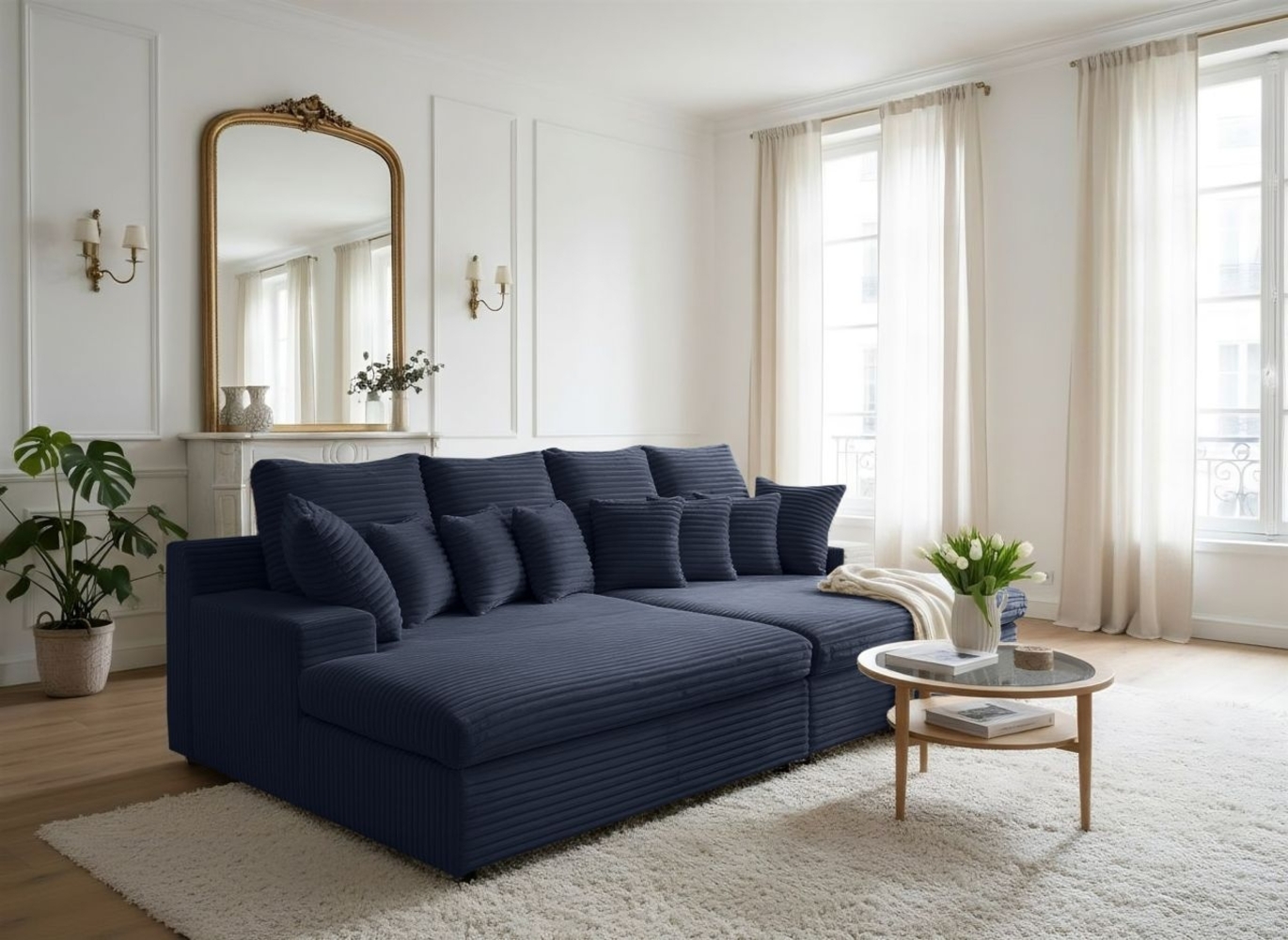 Bigsofa Couchgarnitur AROSA Megasofa in Stoff Tilia Blau Bild 1