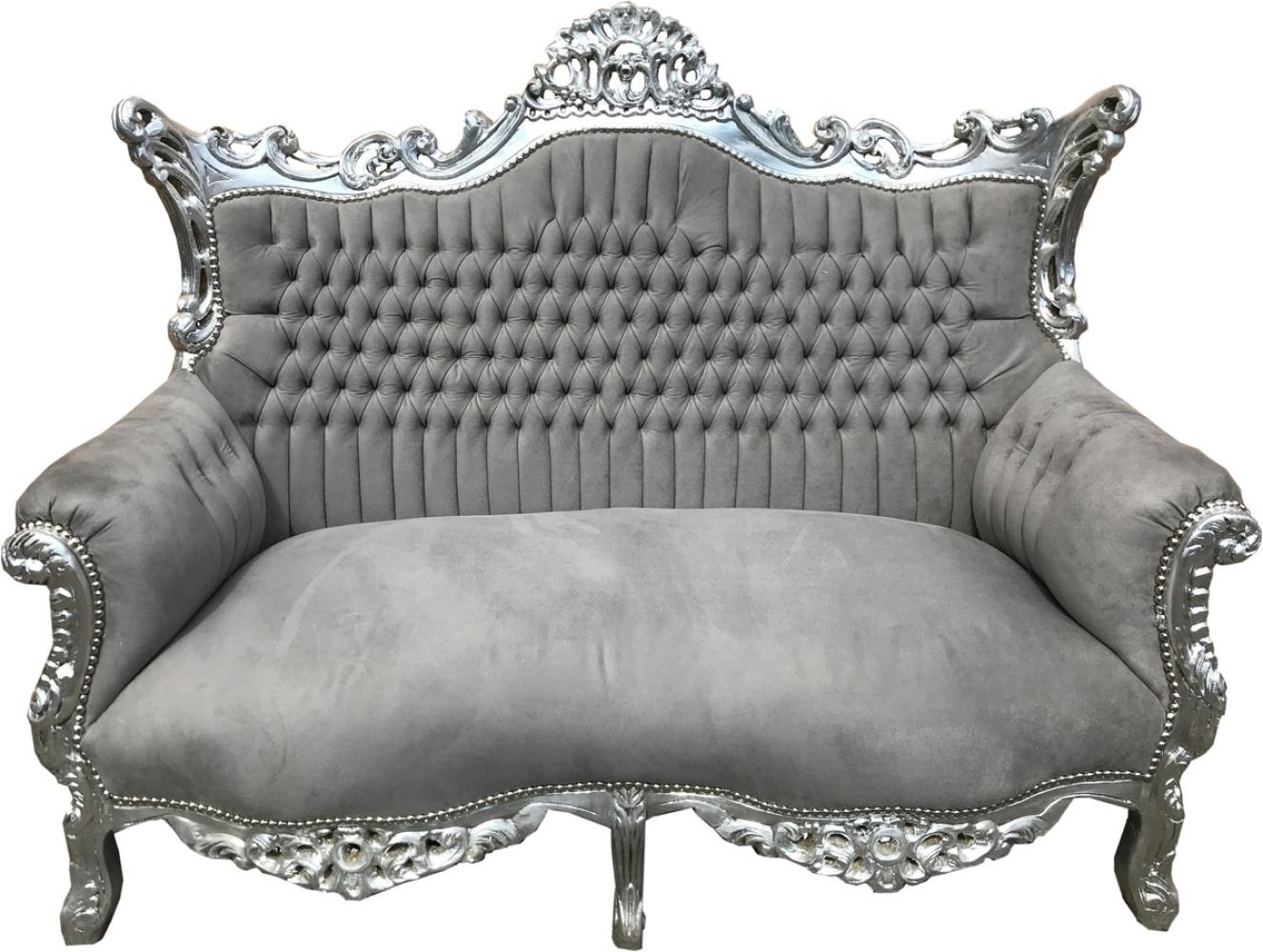 Casa Padrino Barock 2-er Sofa Master Grau / Silber - Antik Stil Möbel Bild 1