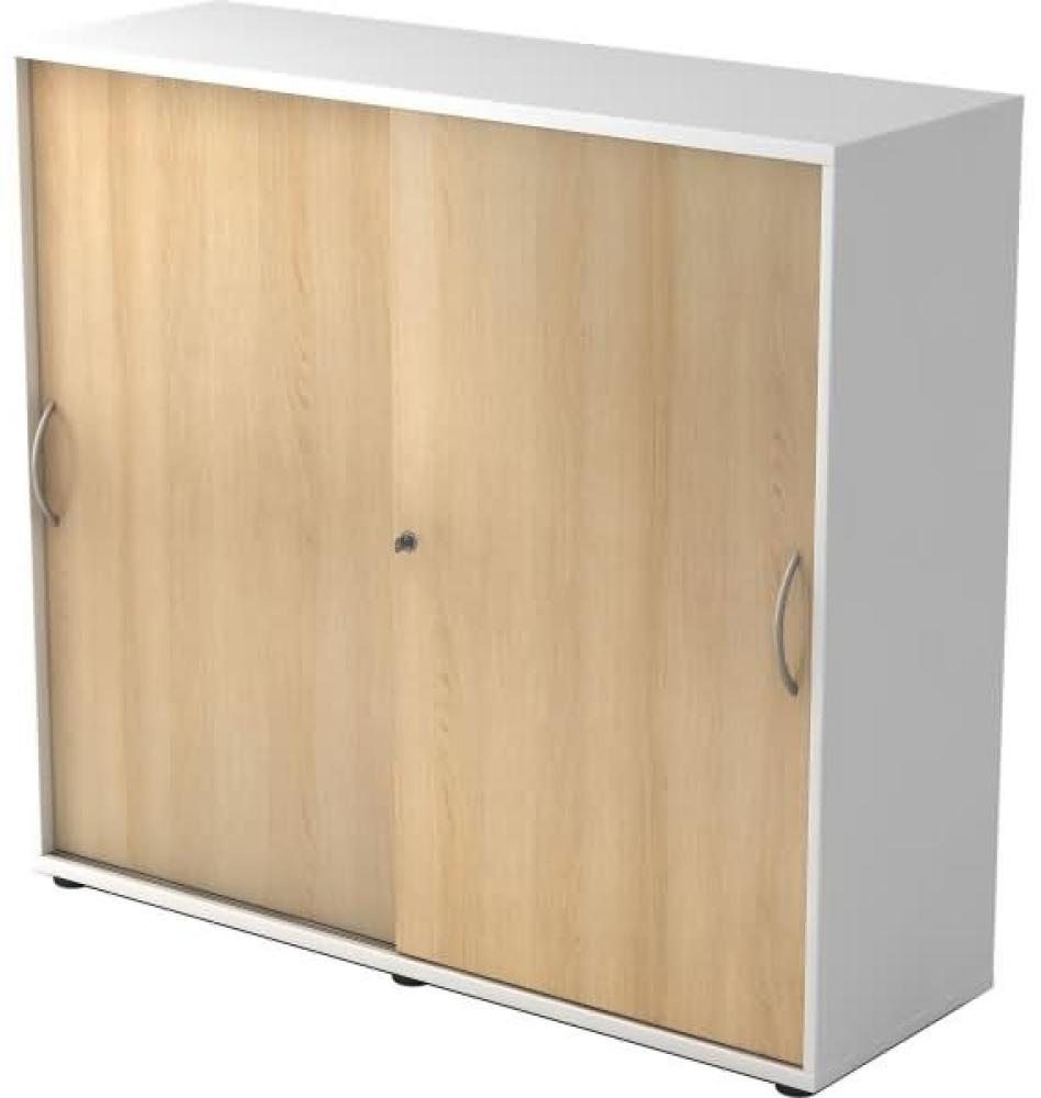 Schiebetürschrank 3OH 120cm BM Weiß / Eiche Bild 1