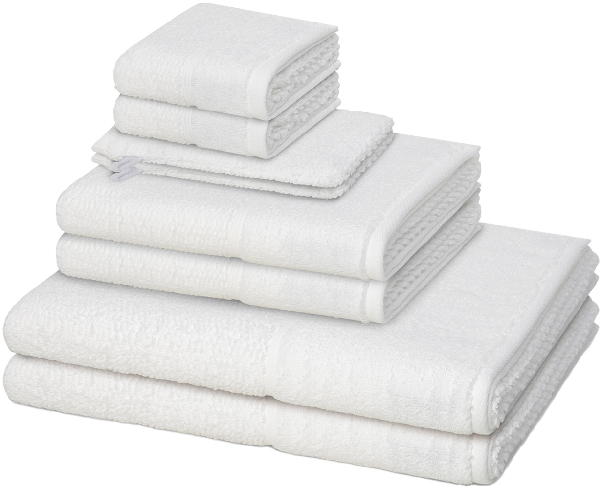 Möve for frottana Pearl 8 tlg. Frottier-Set - 2 X Handtuch (50 X 100cm), 2 X Duschtuch (67 X 140cm), 2 X Gästetuch (30 X 50cm), 2 X Waschhandschuh (16 X 22cm) - 500 g/m² - Snow Bild 1