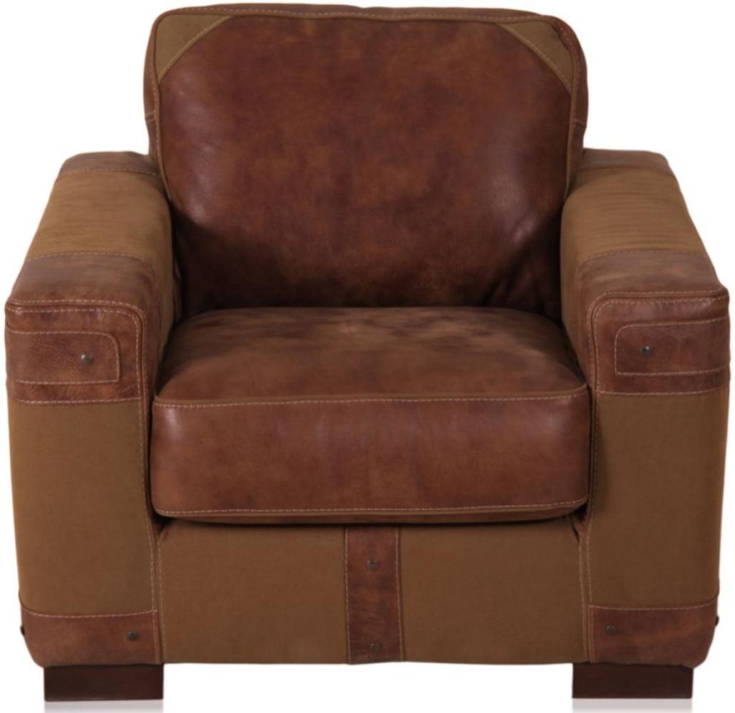 Casa Padrino Luxus Echtleder Sessel Braun 92 x H. 93 cm - Chesterfield Möbel Bild 1