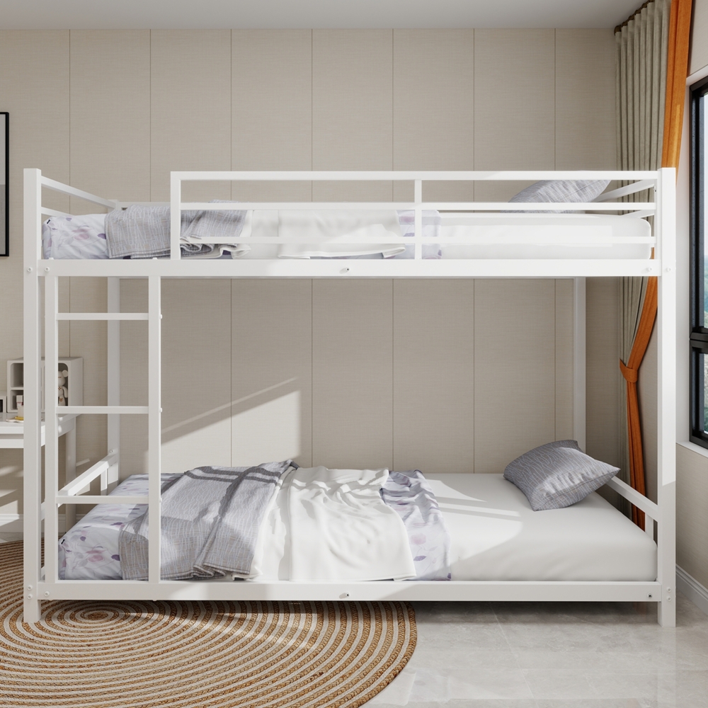 Etagenbett, Zwei Einzelbetten, Schweres stabiles Metallbett, Sicherheitsgeländer, Kein Boxspring erforderlich, Metall Bild 1