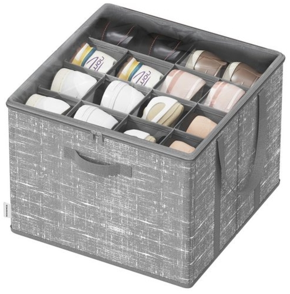 SONGMICS Schuh-Organizer, für bis zu 16 Paar Schuhe, Schuhaufbewahrung, Griffe, transparenter Deckel, für Schlafzimmer Eingangsbereich Kleiderschrank Bild 1