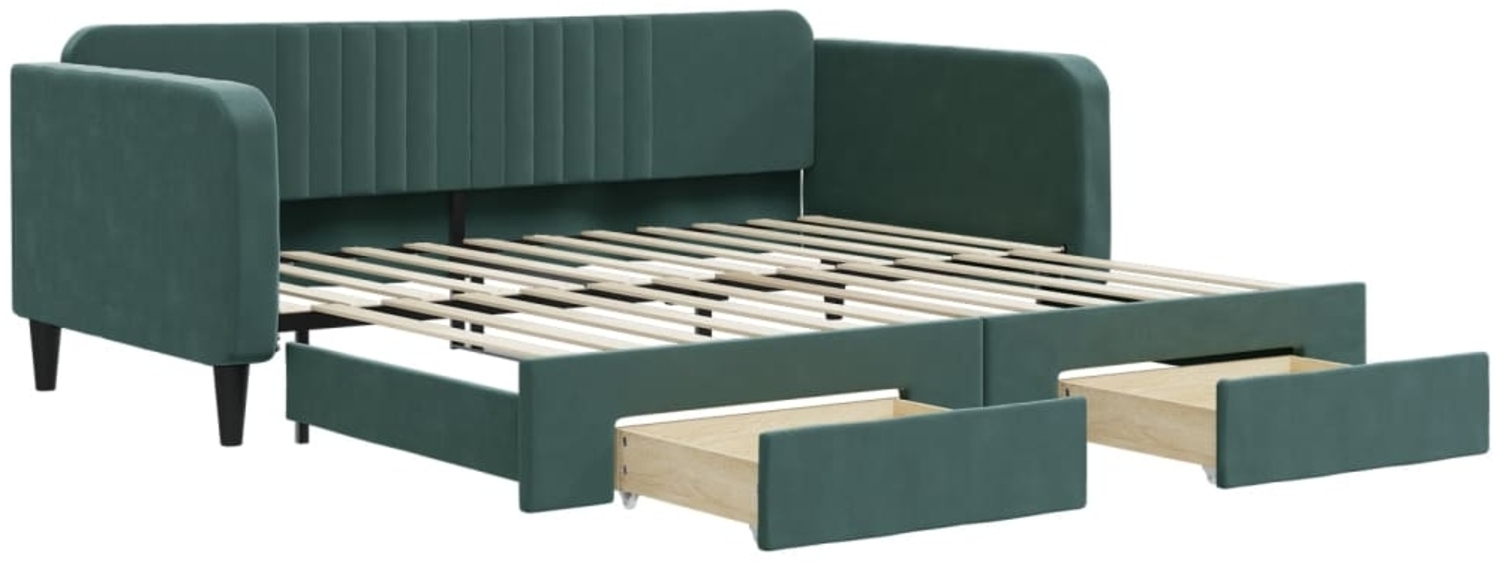 vidaXL Tagesbett Ausziehbar mit Schubladen Dunkelgrün 100x200 cm Samt 3197120 Bild 1