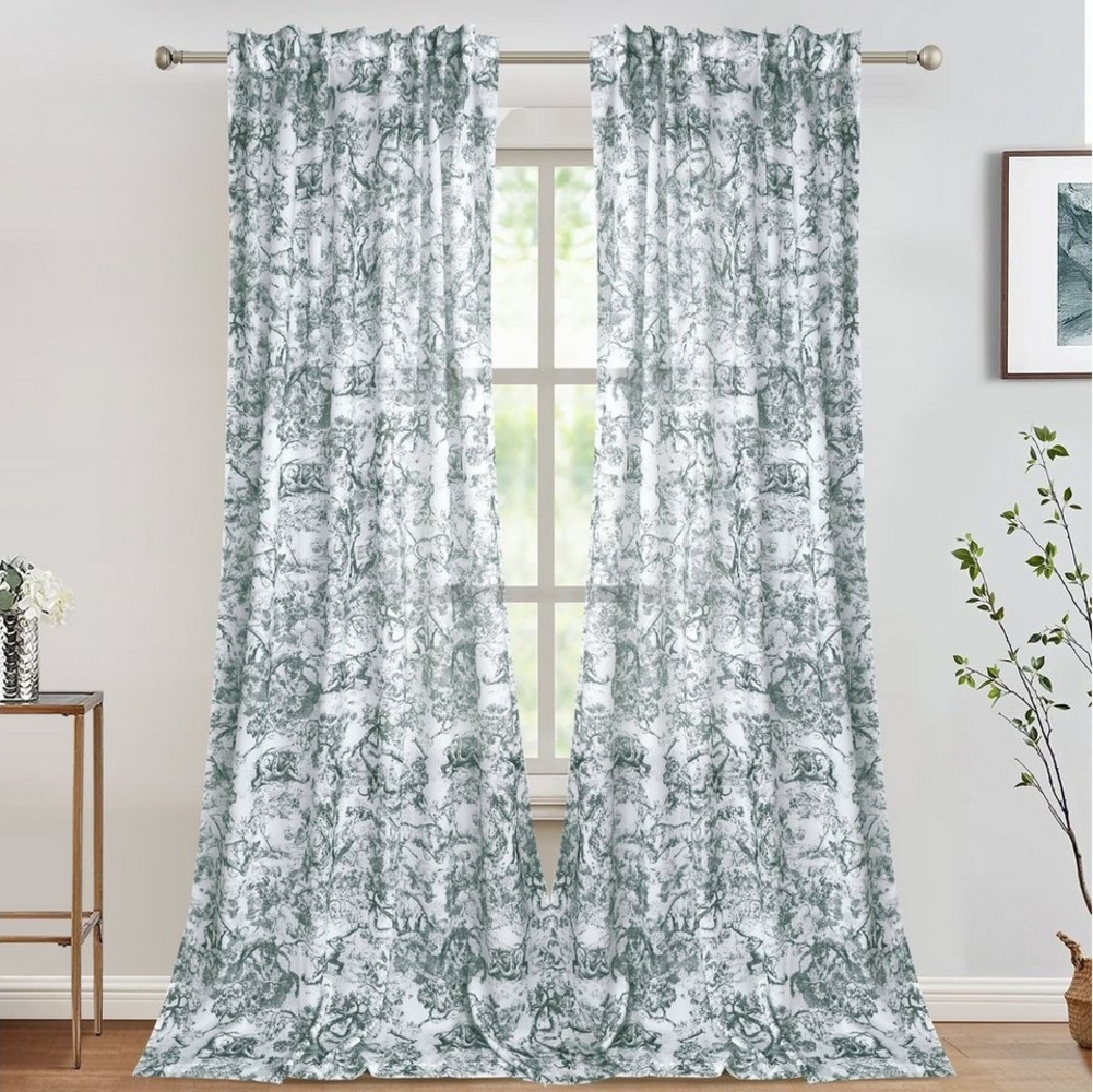 BTTO V&G Vorhang mit Kräuselband, Voile Vorhänge mit ösen für Wohnzimmer Schlafzimmer Bild 1