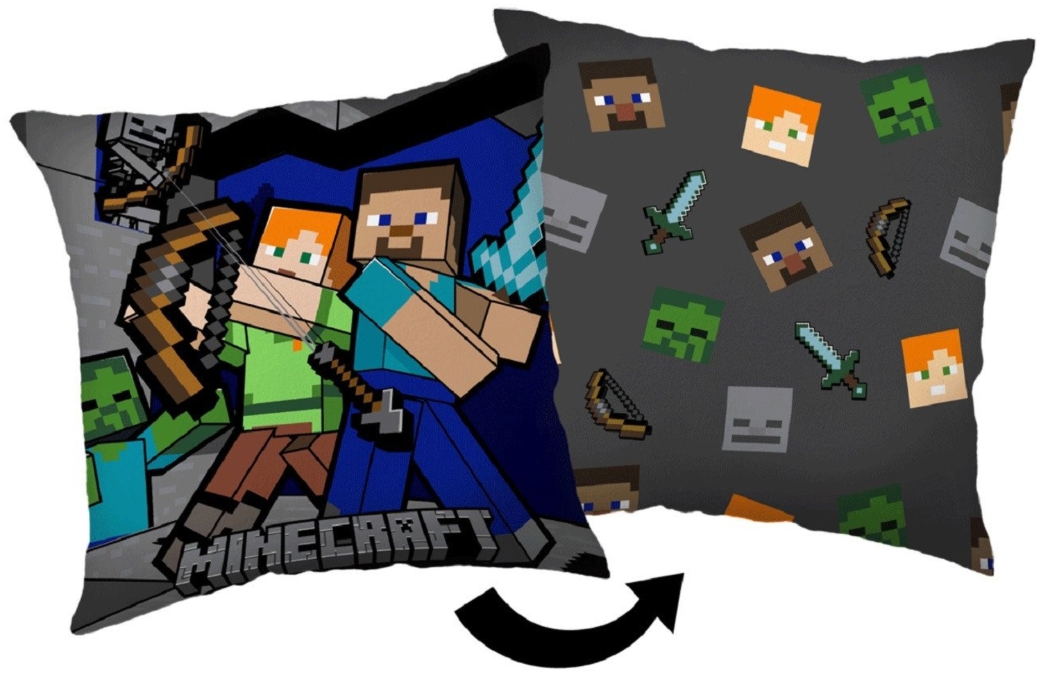 Minecraft Kopfkissen (1 Stück) Premium Dekokissen mit beidseitigem Digitaldruck Bild 1