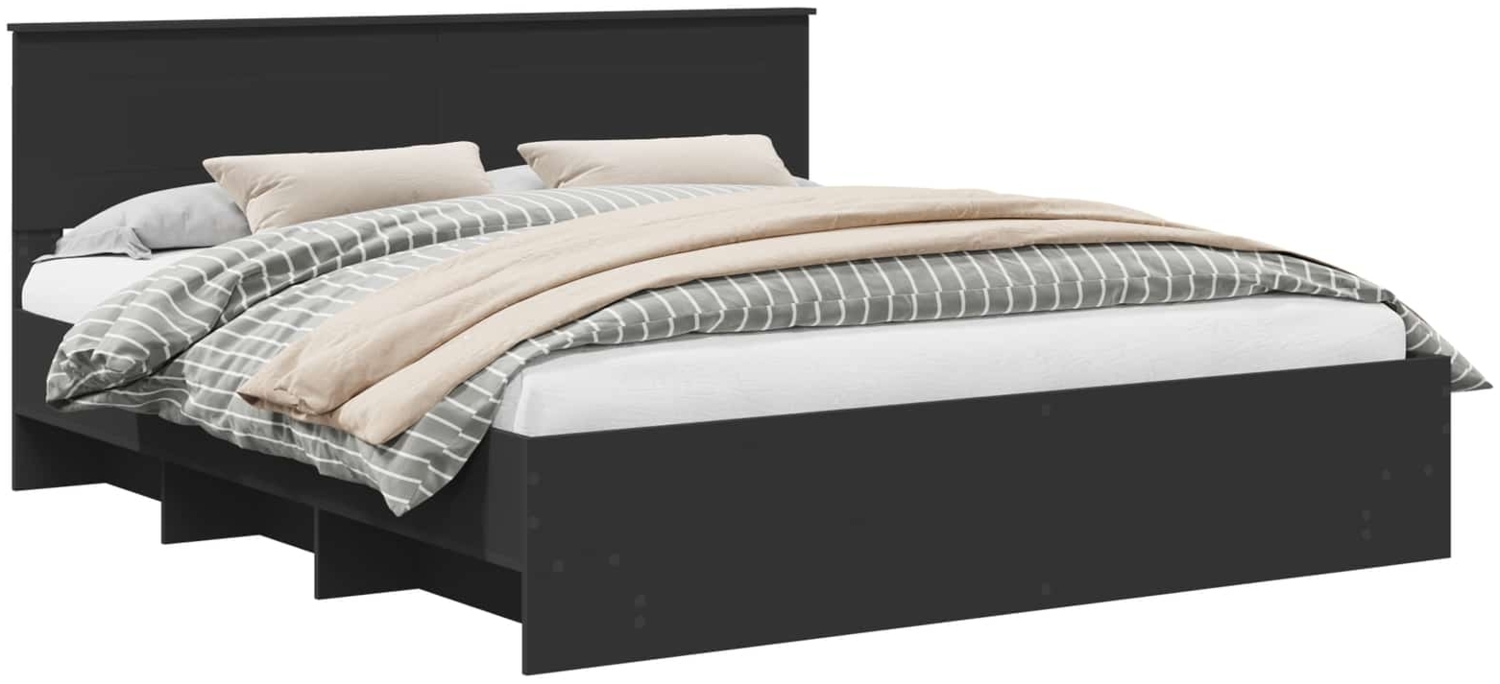 vidaXL Bettrahmen mit Kopfteil Schwarz 200 x 200 cm Holzwerkstoff 3408817 Bild 1