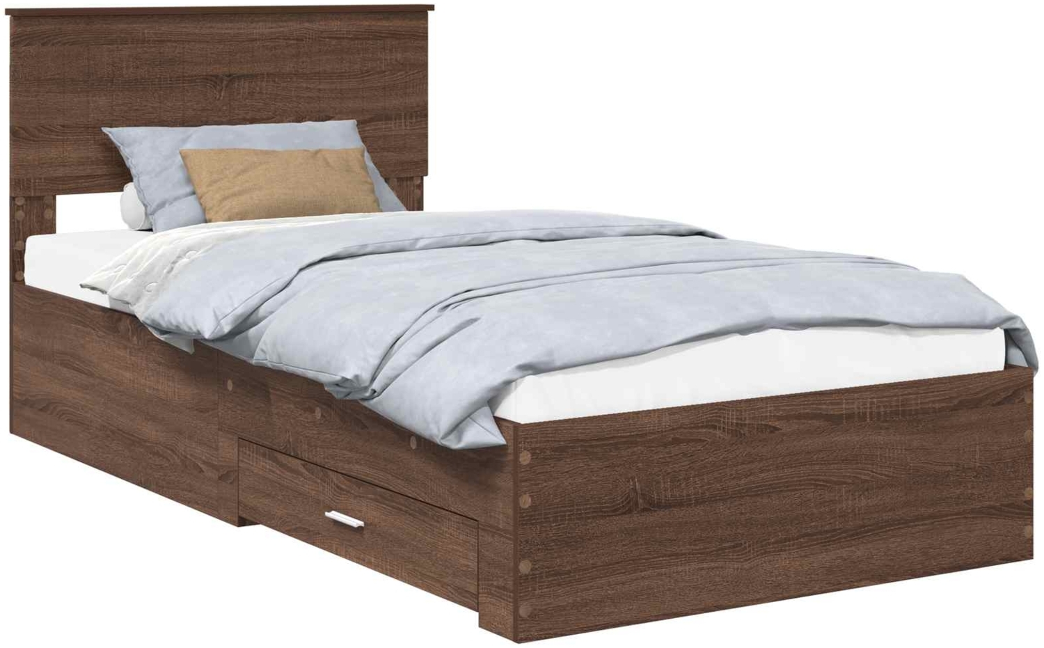 vidaXL Bettrahmen Braune Eiche und Silber 100x200 cm Holzwerkstoff 3410937 Bild 1