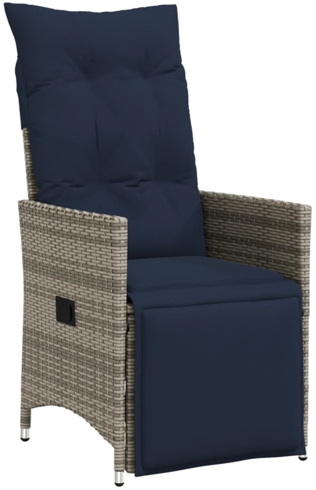 vidaXL Gartensessel Verstellbar mit Kissen Grau Poly Rattan 365663 Bild 1