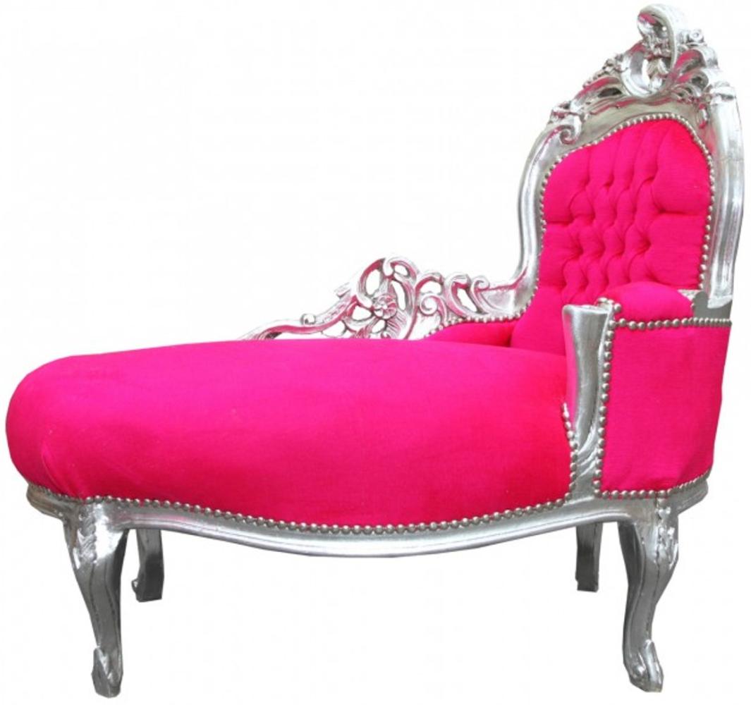 Casa Padrino Barock Kinder Chaiselongue Pink/Silber - Barock Möbel Bild 1