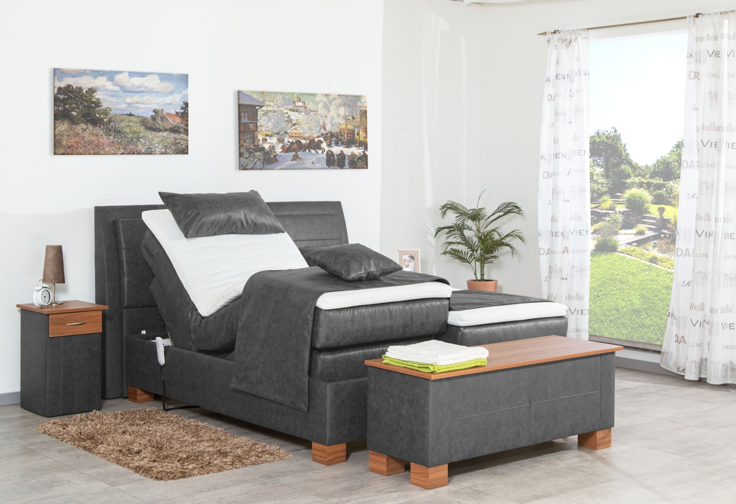 Meisterbetten Boxspringbett Like 140x220 in MS-Grey, Matratzenbezug Nano, Ergoflex-Topper Bild 1