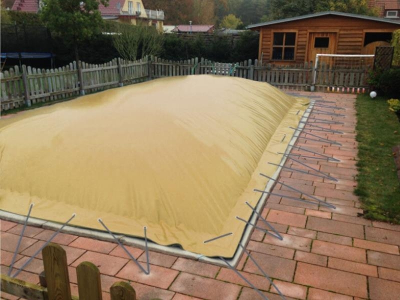 aufblasbare Winterplane für rechteckige Pools 8,00 x 4,50 cm Beige Bild 1